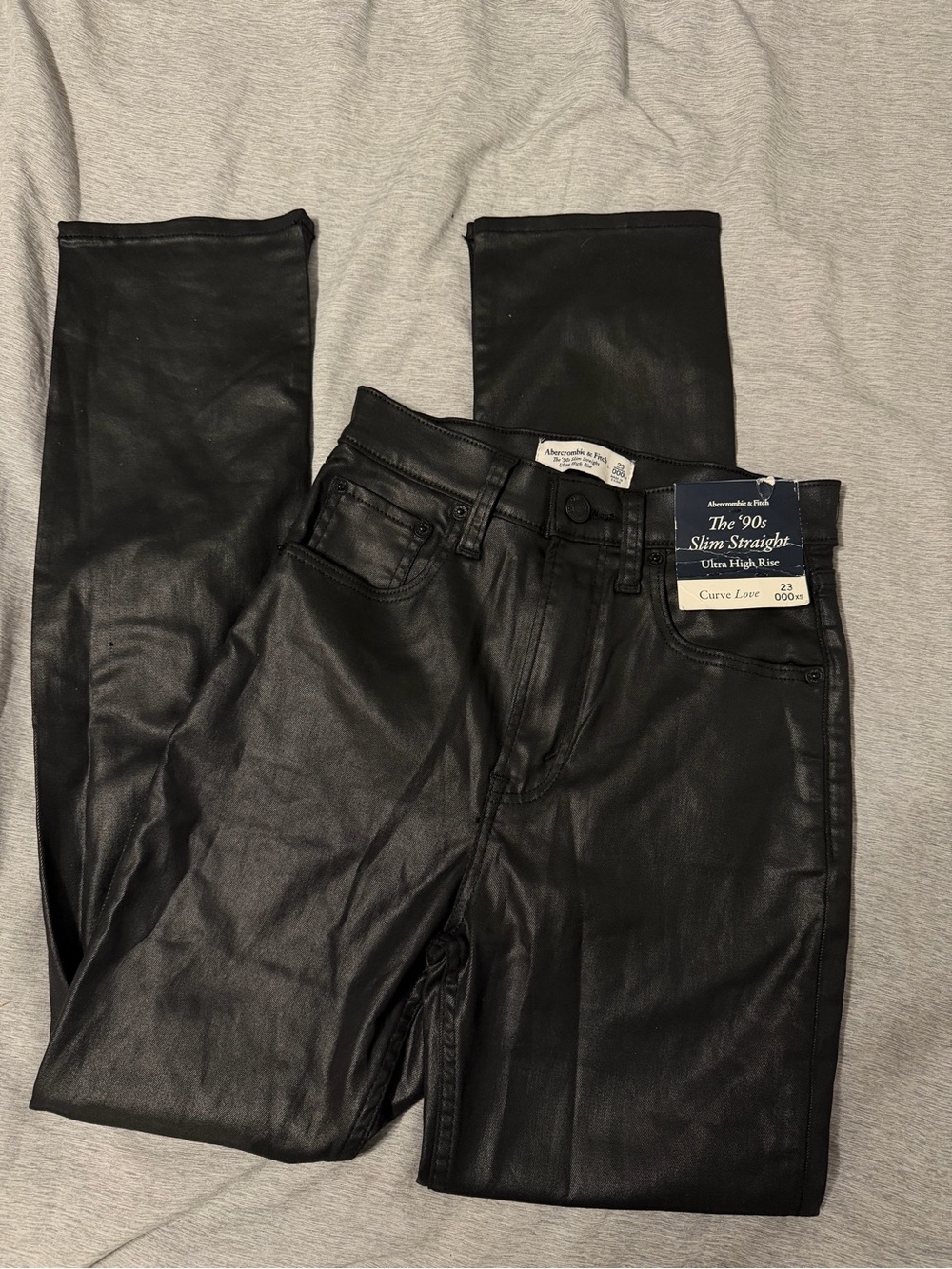 Abercrombie & Fitch Black Faux-Leather Straight Leg Jeans